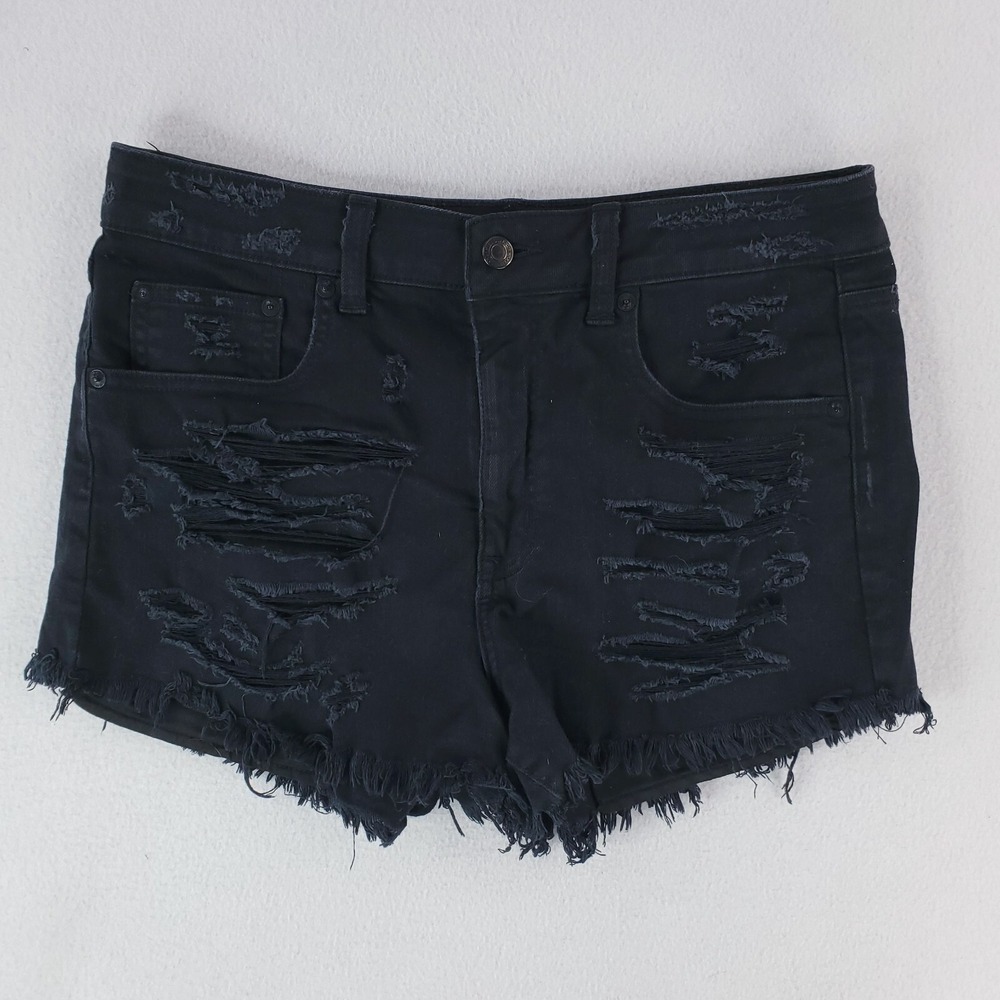American Eagle Shorts Womens 10 Black‎ Vintage High Rise Festival Distressed